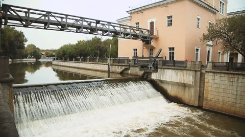 The dam on the river Video stock 57782523