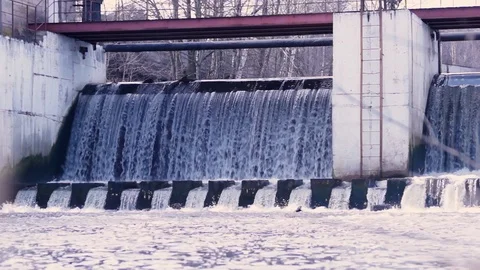 Dam on the river Stock Footage 126543350