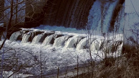 Dam on the river Stock Footage 126543391
