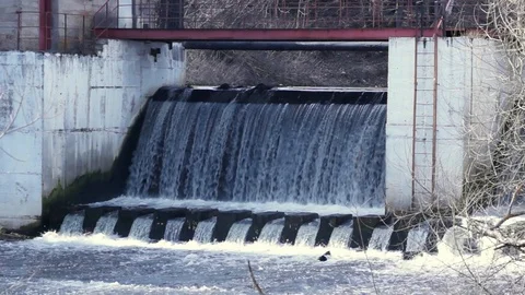 Dam on the river Stock Footage 126600212
