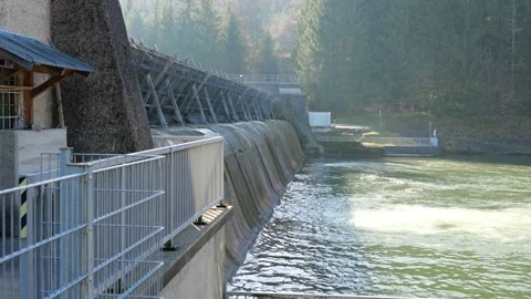 Dam on the river Lech in Bavaria Stock Footage 165044796