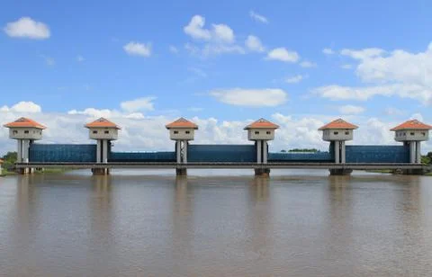 Dam in the river Stock Photos