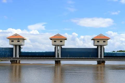 Dam in the river Stock Photos