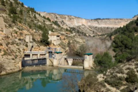 Dam in a river into the valley Foto stock