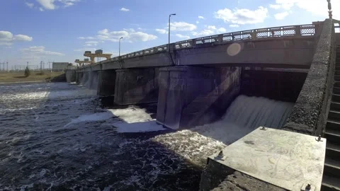 Dam on the river Volga Stock Footage 249516072