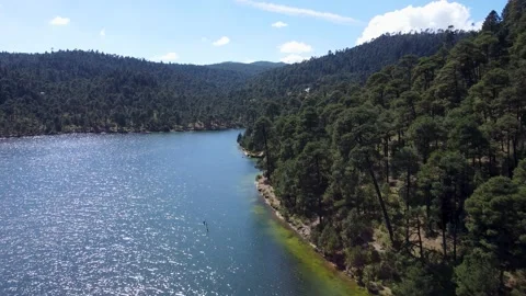 Dam seen with a slowly flying drone in Mexico Видео 167448531