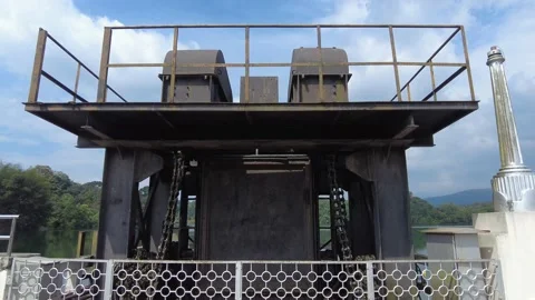 Dam shutter spillway control unit Stock Footage 228001200