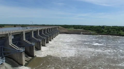 Dam Side Flyover Stock Footage 66574391