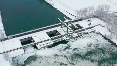 Dam Snow Arial 스톡 동영상 168880883