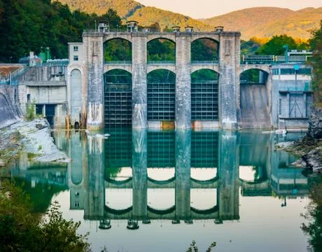 Dam on Soca river Foto stock