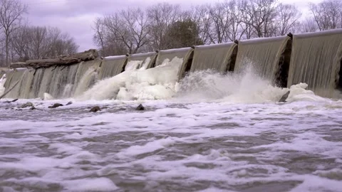 Dam with Some Ice Stock Footage 171603396