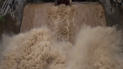 Dam Spillway and there is severe water flow Stock-Footage 114752750