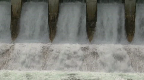Dam spillway Seebe, #4 medium tight, optical illusion motion Stock Footage