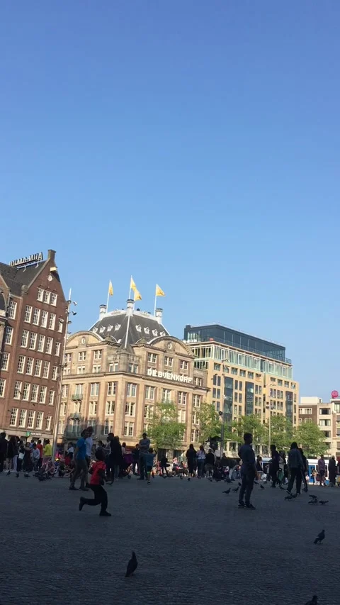 Dam square in Amsterdam Stock Footage 161785107