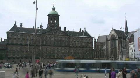 Dam Square, Amsterdam (timelapse) Stock Footage 570869