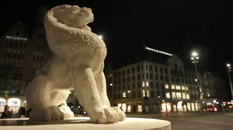 Dam square at night, Amsterdam Stock Footage 21607072
