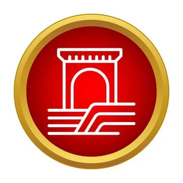 Dam structure releasing water icon in red circle Ilustración de archivo