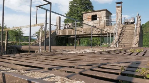 Dam structure on the river in Georgia Stock Footage 82620497