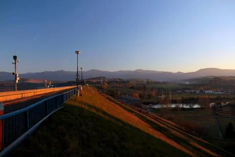 The dam by sunset Stock Photos