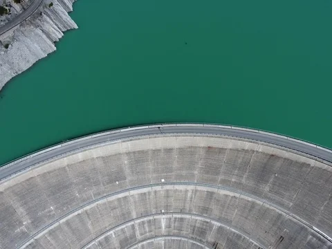 Dam wall - Aerial view with drone Stock Footage 77648615