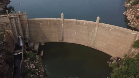 Dam wall at Bronkhorstspruit Dam Stock Footage 131384434