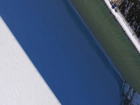 Dam wall - View from above with a drone Stock Footage 73536842