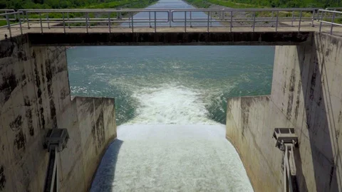 Dam water discharge Stock Footage 99676572