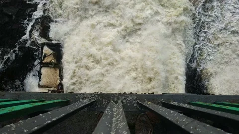 Dam water release. The excess capacity until spring way overflows. Stock Footage 113360413