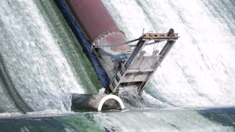 Dam water release. The excess capacity until spring way overflows. Stock Footage 113360878
