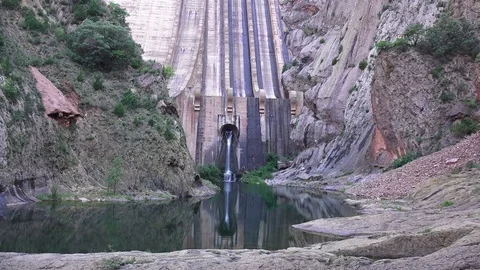 Dam water release Stock Footage 76906639