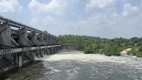 Dam Water Release | Powerful Flow of River Water from Reservoir Stock-Footage 316769525