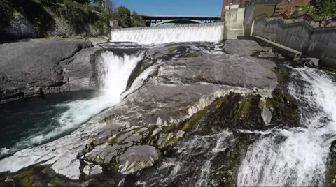 Dam Waterfall Aerial Stock Footage 56353864