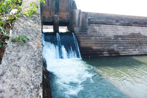 Dam waterfall gate Stock Photos