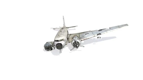 Damage airplane, Rotating of 3D wreckage airplane  Video stock 76348470