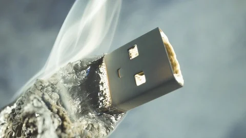 Damage and failure of the device connection wire Stock Footage 104350320