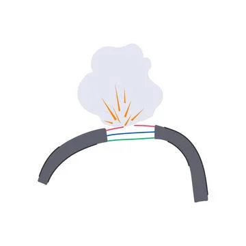 Damage broken cable cartoon vector illustration Stock Illustration