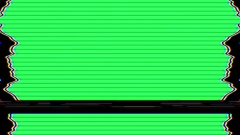 Damage Display Screen Error Lines Glitch Effect Loop Animation Green Screen Video stock 303390525