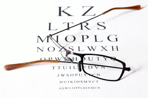Damage Glasses With Eye Test Stock Photos