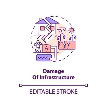 Damage of infrastructure concept icon Illustrazione stock