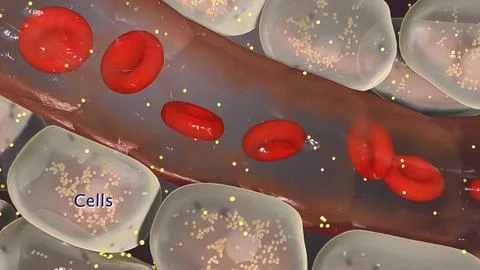 Damage to the kidneys as a result of high potassium levels in the blood. Stock Illustration