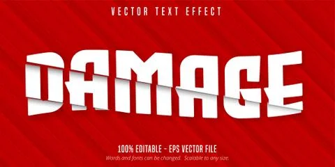 Damage text, cutout style editable text effect Stock Illustration