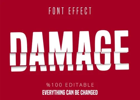 Damage text, editable font effect Stock Illustration