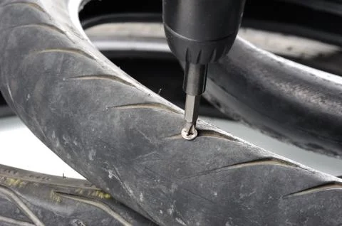 Damage tire Foto stock