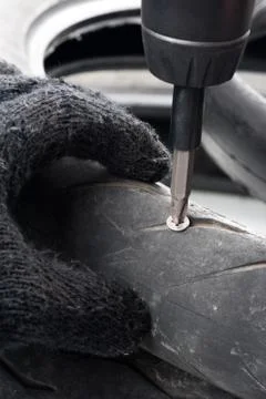 Damage tire Foto stock