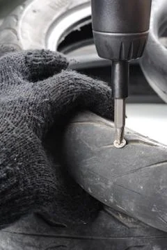 Damage tire Foto stock