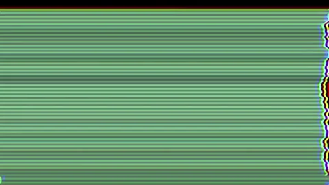 Damage TV Screen Display Static Lines Noise Grain Error Animation Green Screen Video stock 303390497