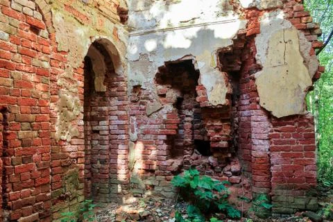 Damaged ancient walls. 库存照片