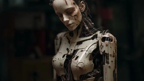 A damaged and broken female android robo... | Stock Video | Pond5