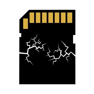Damaged and destroyed memory card with corrupted file - broken data storage a 스톡 일러스트