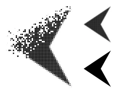 Damaged and Halftone Dot Arrowhead Left Glyph Illustrazione stock